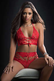 G-World GWBL2013 2Pc O-Ring Boyshort And Halter Top