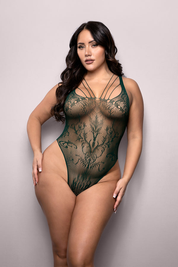 Fantasy Lingerie FL-V817Q Green ENEMIES TO LOVERS Seamless lace teddy