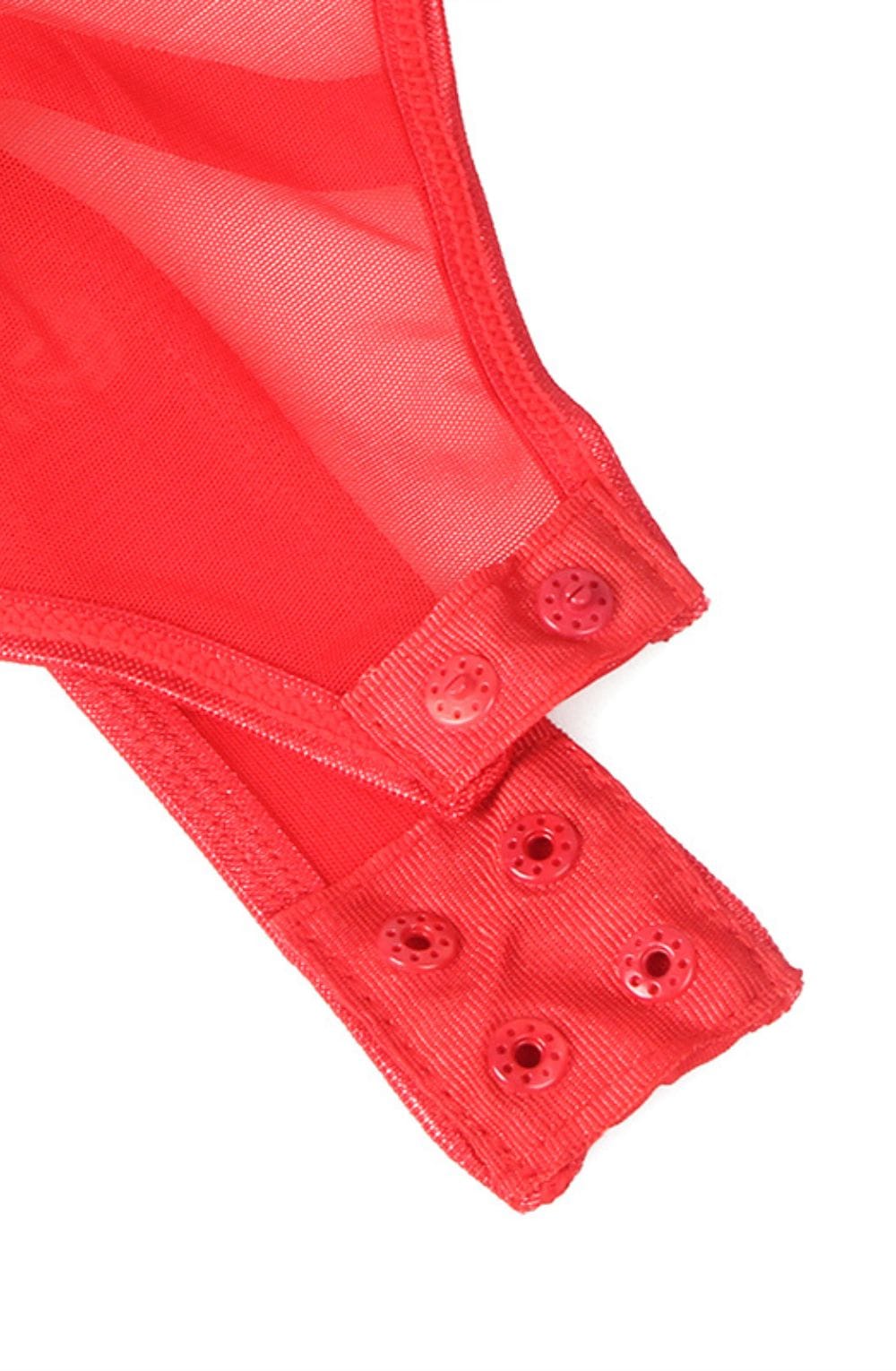 YesX YX891 Red Faux Leather Look &amp; Mesh