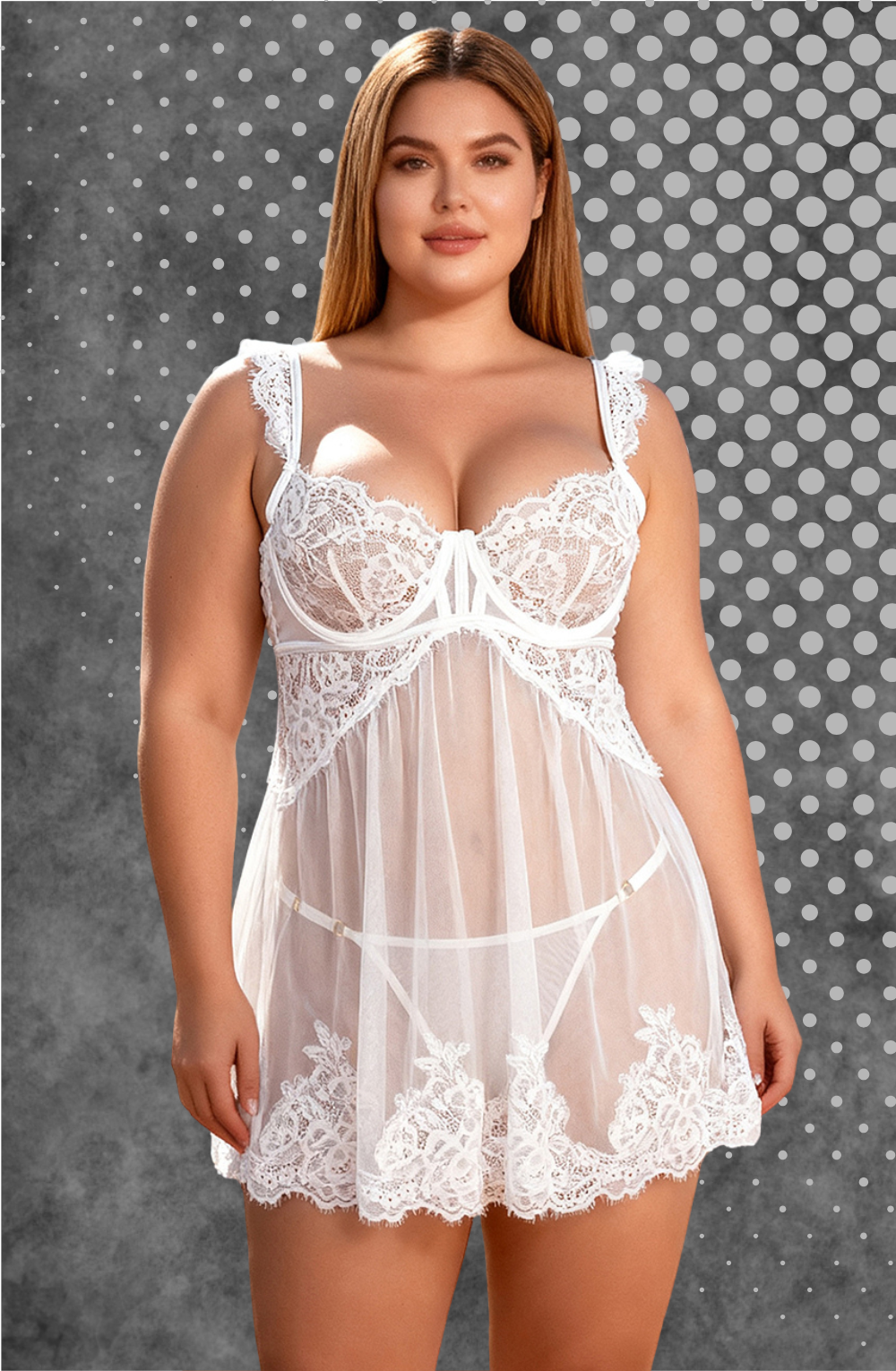 YesX YX745Q White Lace Sheer Plus Size Babydoll