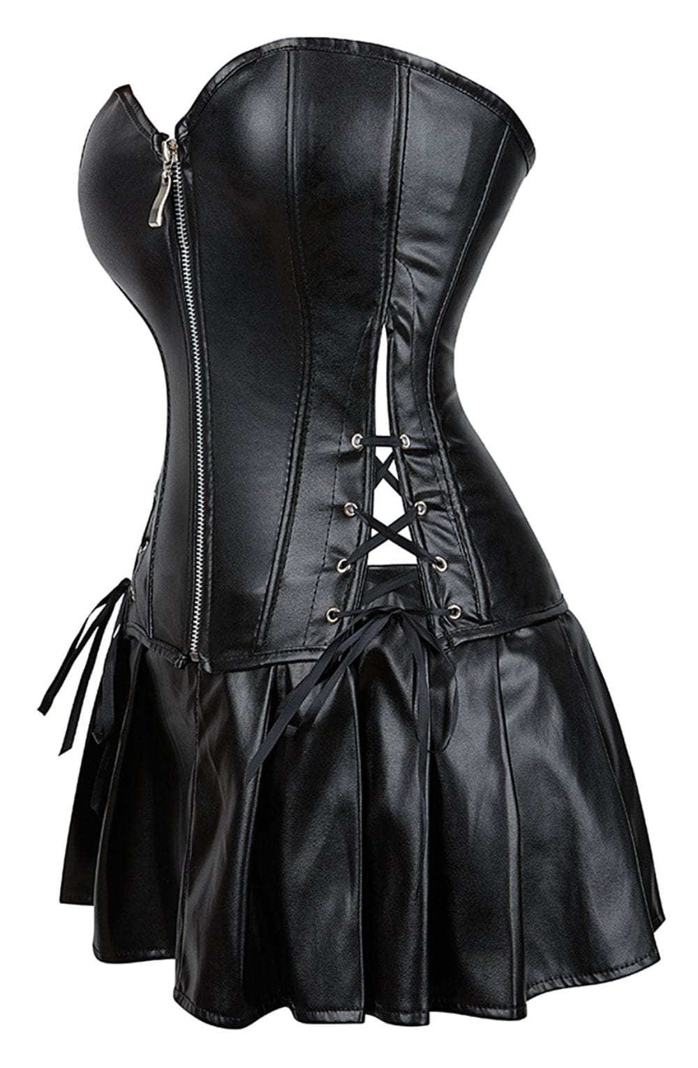 YesX YX897 Faux Leather Corset &amp; Skirt