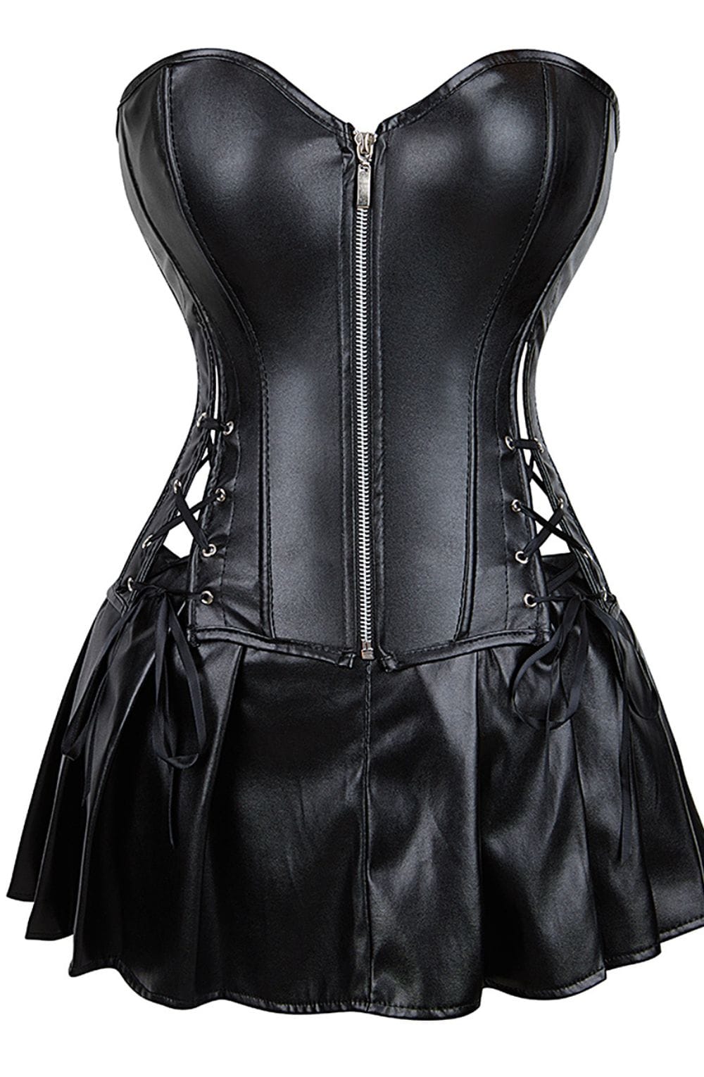 YesX YX897 Faux Leather Corset &amp; Skirt