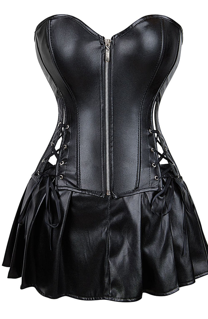 YesX YX897 Faux Leather Corset &amp; Skirt